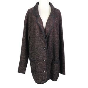 Vintage 90s Outlander Black and Metallic Gold Knit Cardigan Sweater M